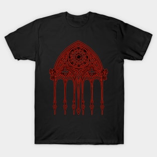 Red Gothic Cathedral Window T-Shirt